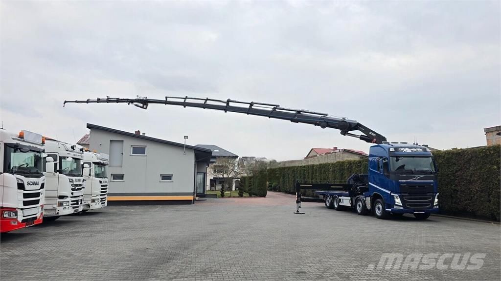 Volvo FH 460 8x2 open flatbed truck + Crane + JIB 150-6+ Araç tasiyicilar