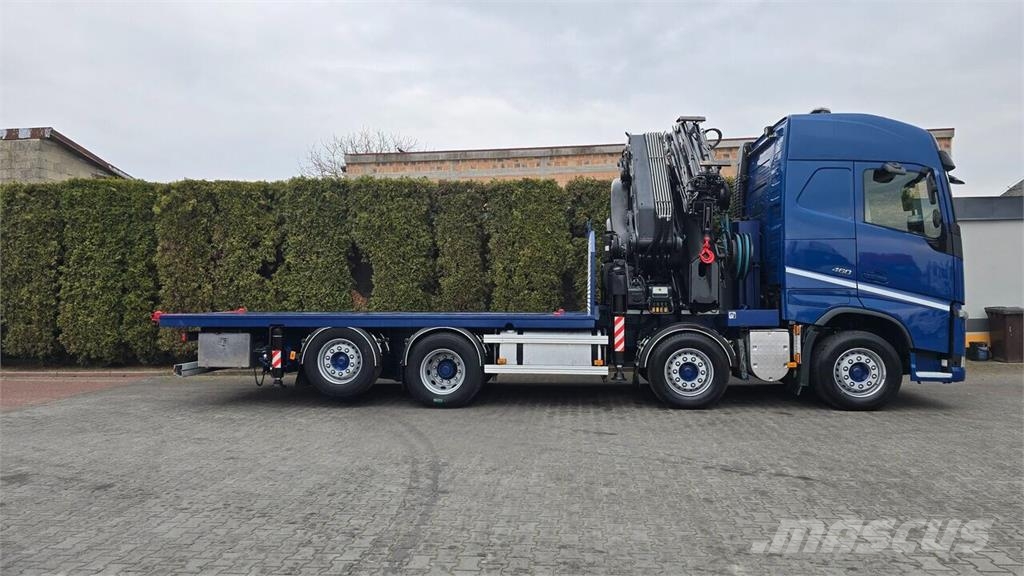 Volvo FH 460 8x2 open flatbed truck + Crane + JIB 150-6+ Araç tasiyicilar