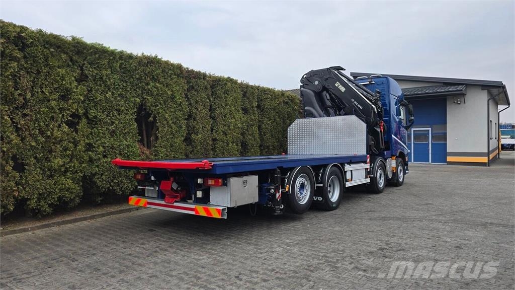 Volvo FH 460 8x2 open flatbed truck + Crane + JIB 150-6+ Araç tasiyicilar