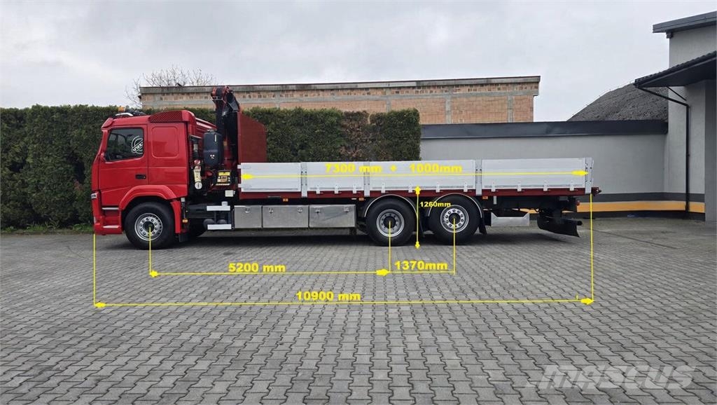 Volvo FM 380 6x2 Flatbed Truck / Fassi F185 Crane Lava-kuorma-autot