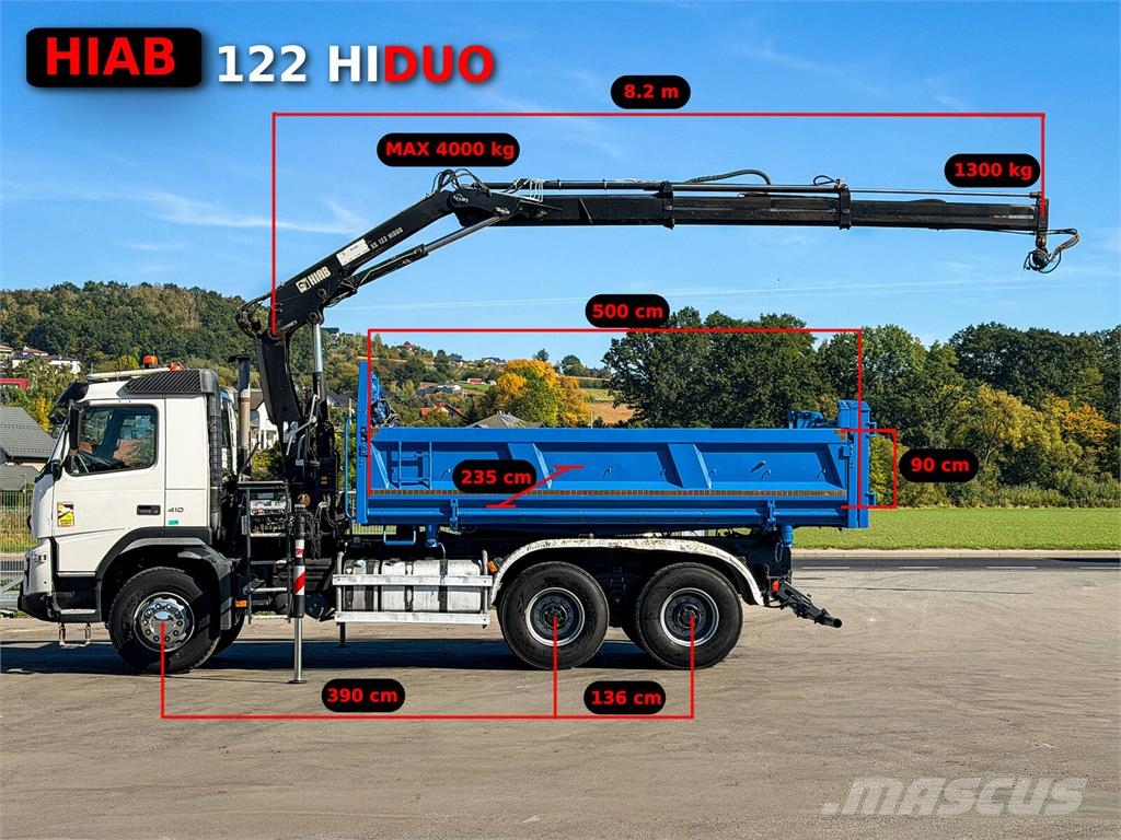 Volvo FMX 410 * WYWROTKA 5,00 m + HIAB 122 HIDUO + PILOT Billenő teherautók