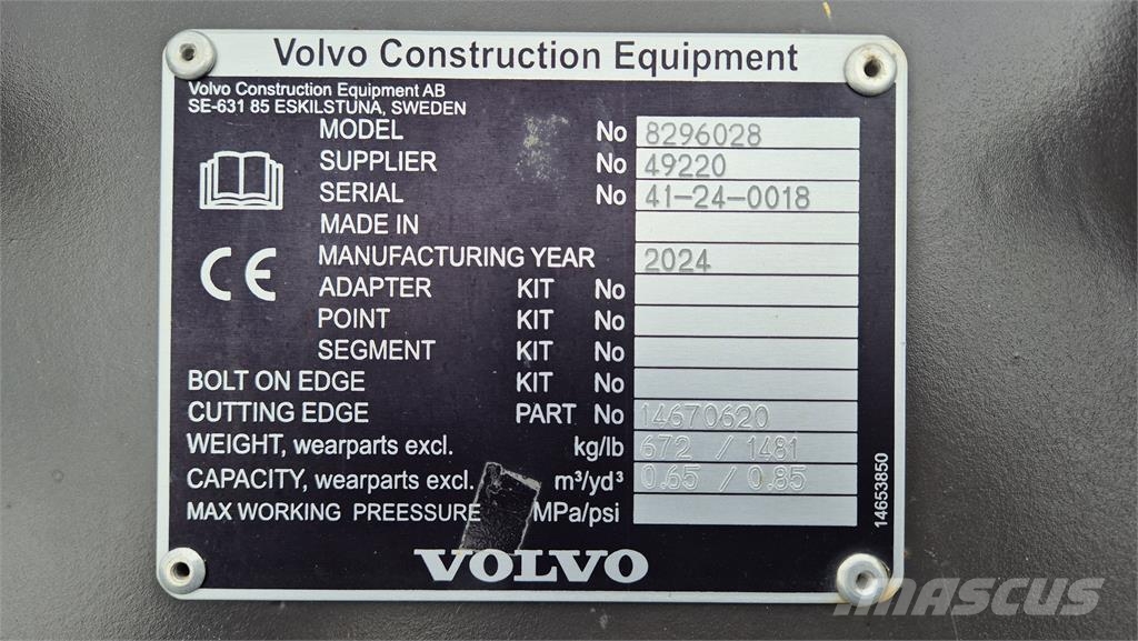 Volvo Kabelskopa V6, S1, 800mm bred, 0.65m3, 2024 Kopad