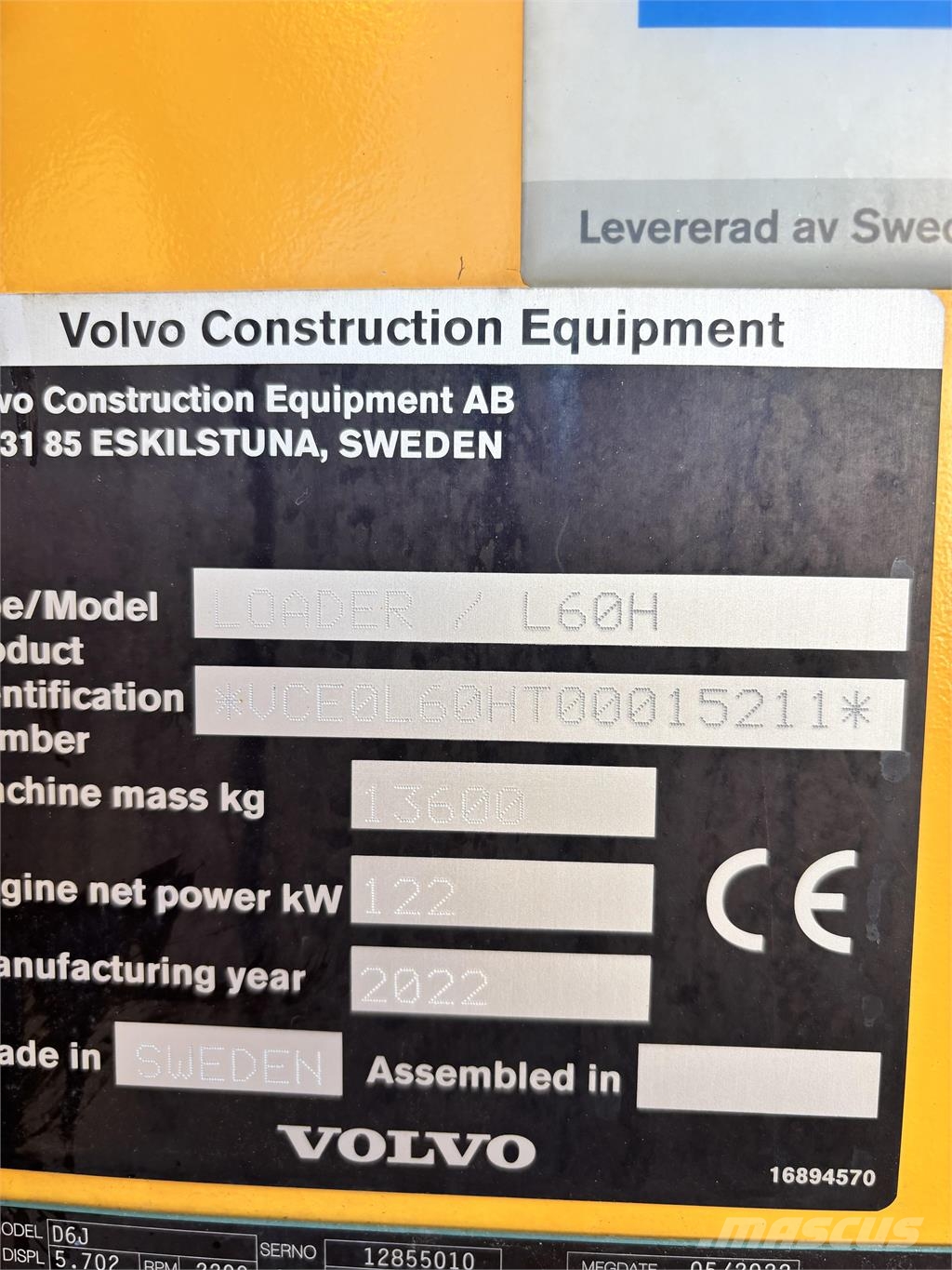 Volvo L60H Gumikerekes homlokrakodók