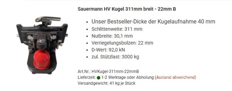 - - - HV KUGEL 311MM Muud põllumajandusmasinad