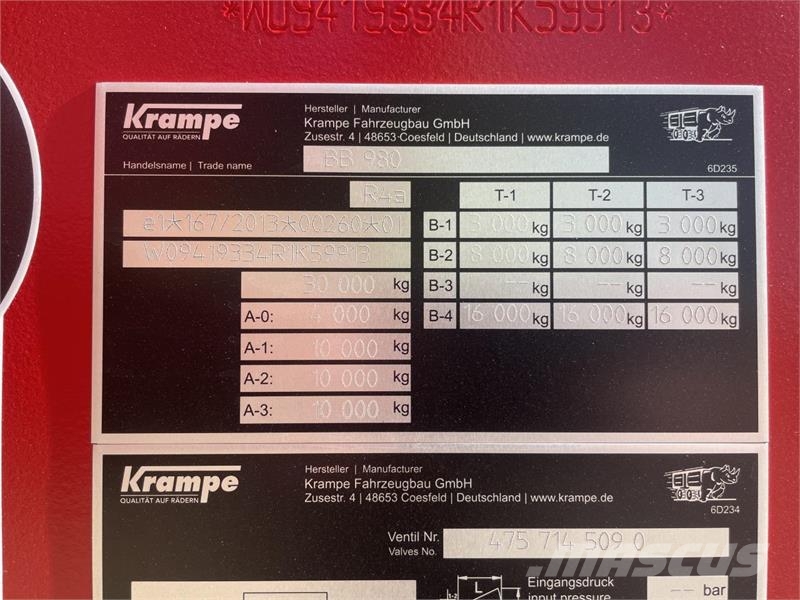 Krampe BB 980 Wywrotki rolnicze