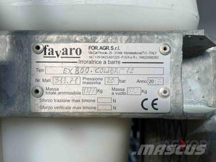 Favaro Eco Compact 800 12m hydraulisch Pulvérisateurs traînés