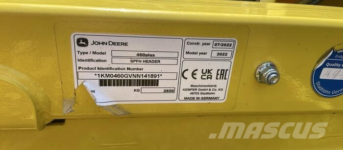 John Deere 460 Skurtresker tilbehør