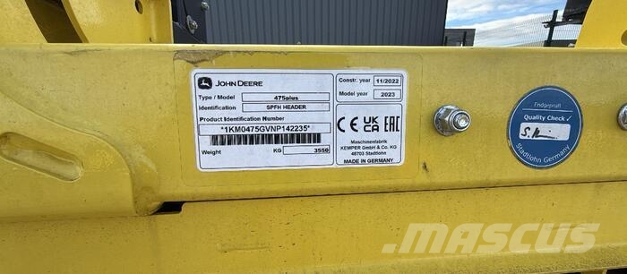 John Deere 475 Skurtresker tilbehør