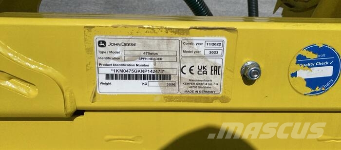 John Deere 475 Accessori per mietitrebbiatrici