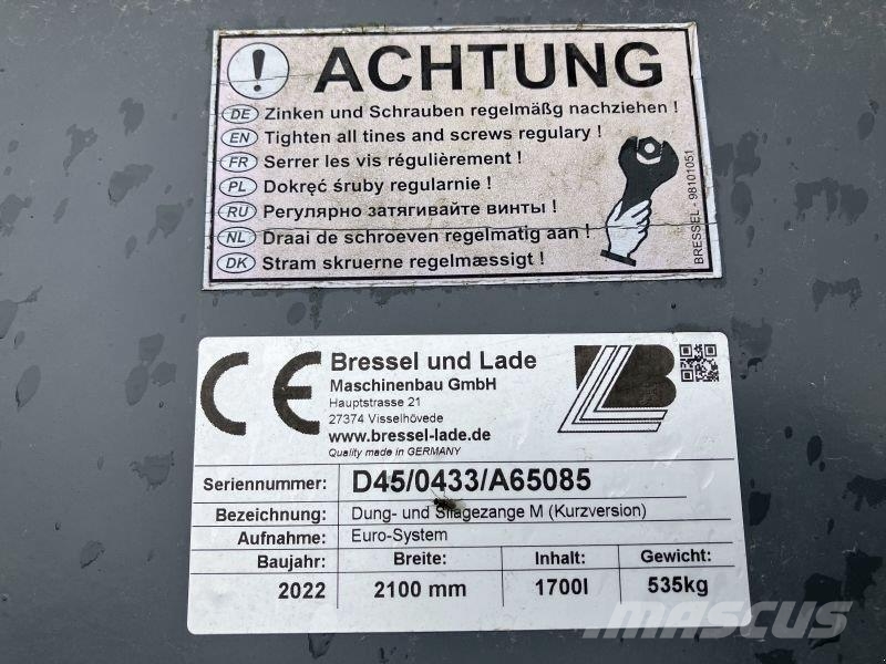 Bressel & Lade DUNG- UND SILAGEZANGE M D45 Frontalinių krautuvų priedai