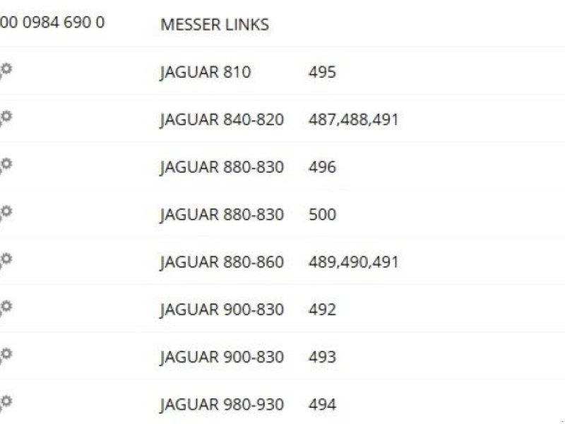 CLAAS VERSCHLEIßTEILE SET - JAGUAR Accessori per macchine da fieno e foraggio