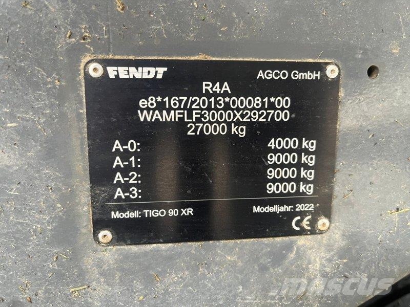 Fendt Tigo 90 XR Laadurhaagised