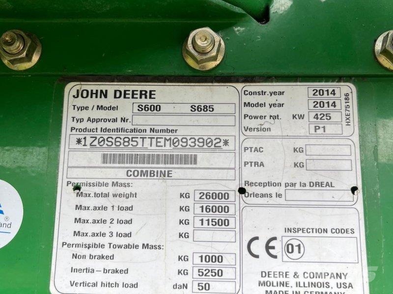 John Deere S685 i Ceifeiras debulhadoras
