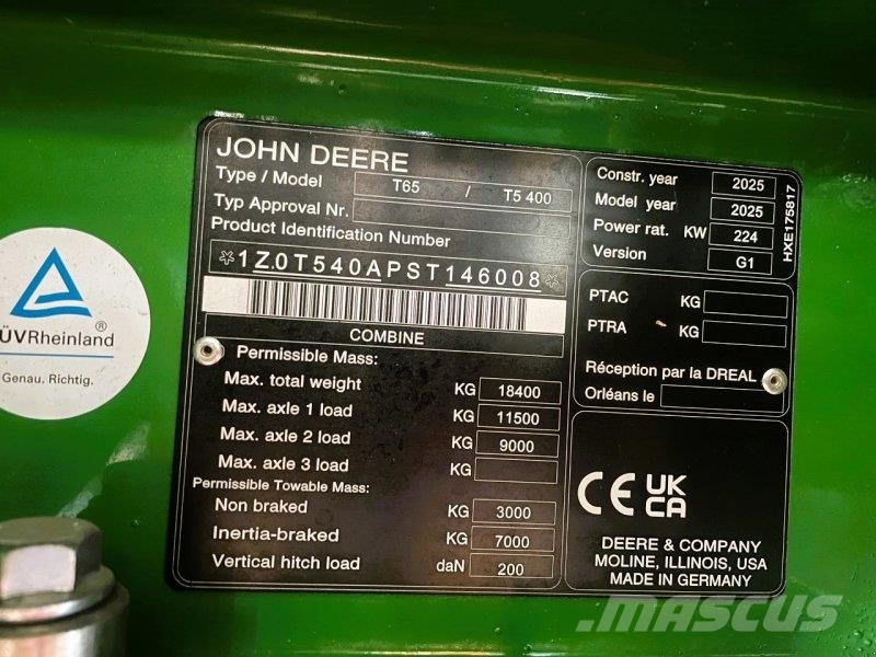 John Deere T5 400 / T550 Nachfolgemodell T-Serie Kombajni