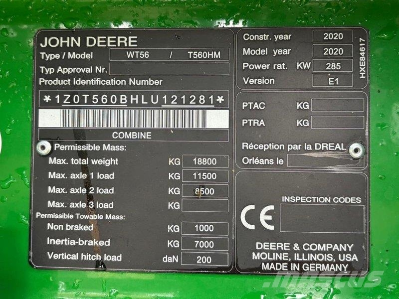 John Deere T560 Hillmaster حصادات