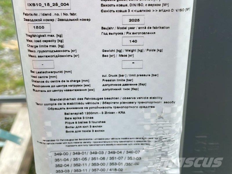Kramer 1200 KRA HV/WL-L Ballengabel Cits traktoru papildaprīkojums