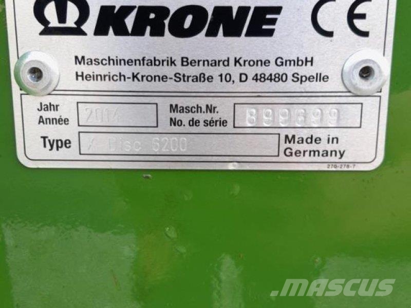 Krone X-Disc 6200 GPS-SW Šieno ir pašarų ruošimo mašinų priedai