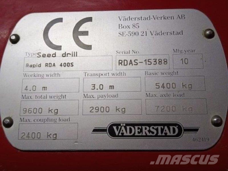 Väderstad Rapid RDA 400 S Zaaicombinaties