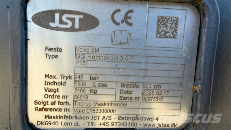 JST HØJTIPSKOVL 300CM /5,5KBM لوادر بعجل