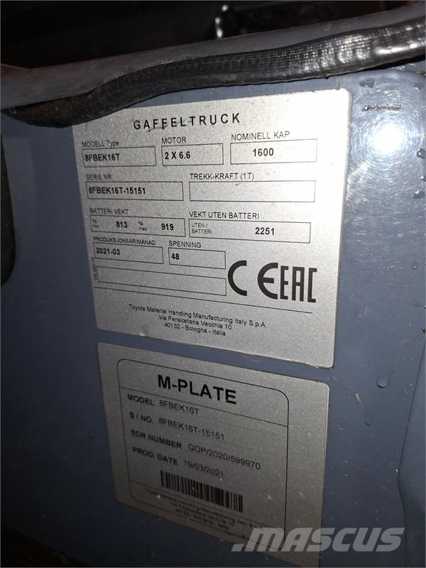 Toyota 8FBEK16T Električni viličarji