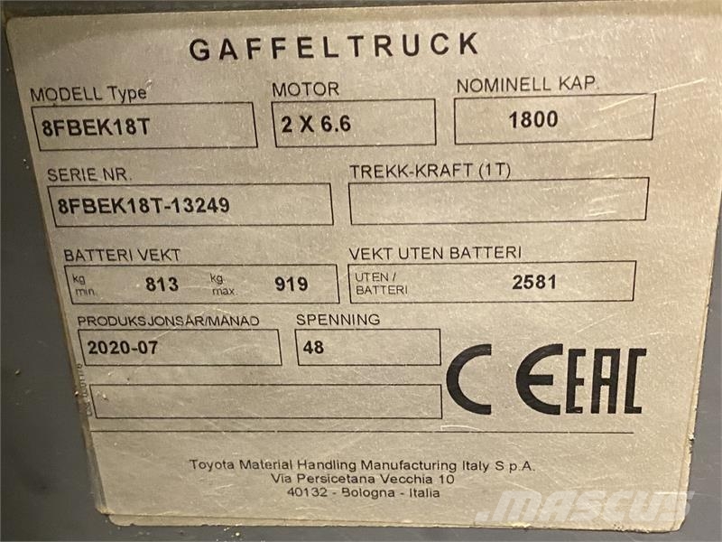 Toyota 8FBEK18T El gaffeltrucks