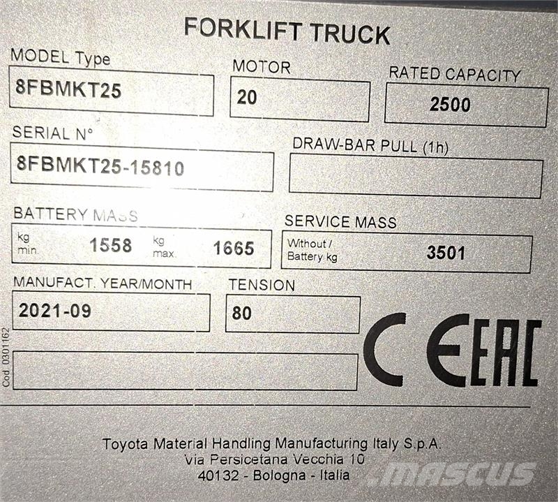 Toyota 8FBMKT25 Sähkötrukit