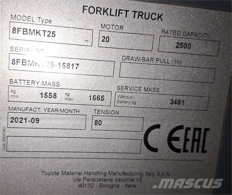Toyota 8FBMKT25 Sähkötrukit