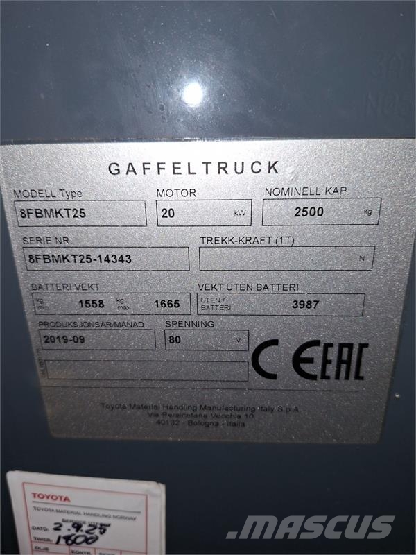 Toyota 8FBMKT25 Elektrische heftrucks