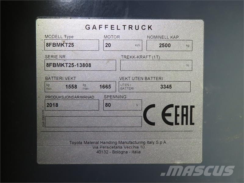 Toyota 8FBMKT25 Electric forklifts