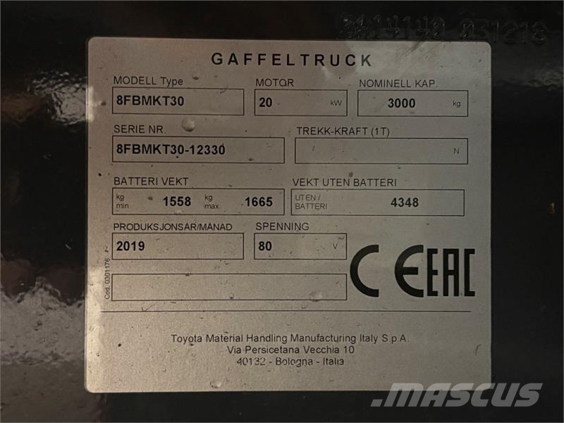 Toyota 8FBMKT30 Elektromos targoncák