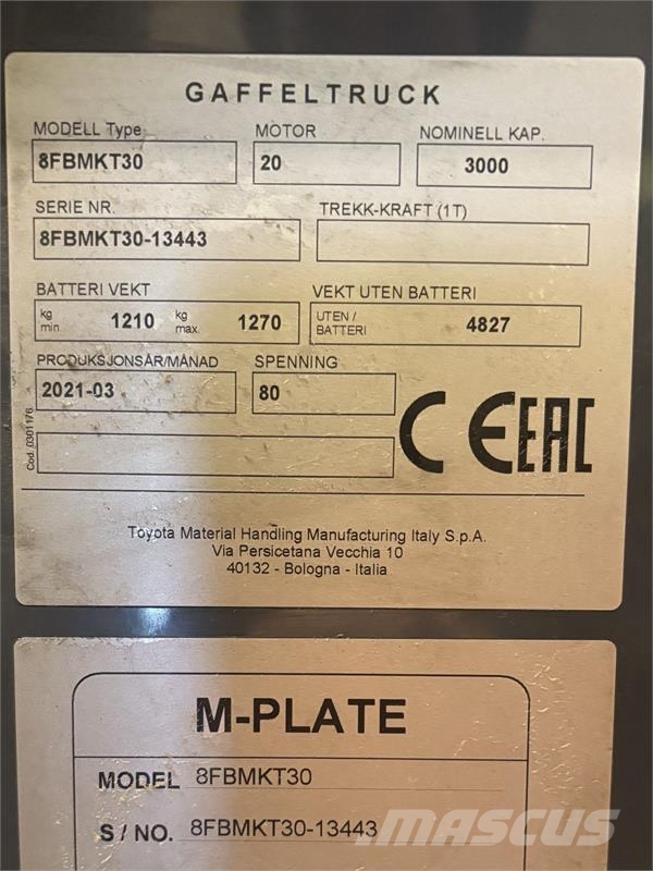 Toyota 8FBMKT30 Electric forklifts