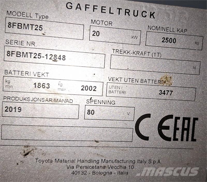 Toyota 8FBMT25 Električni viljuškari