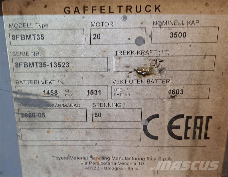 Toyota 8FBMT35 Elektriske trucker