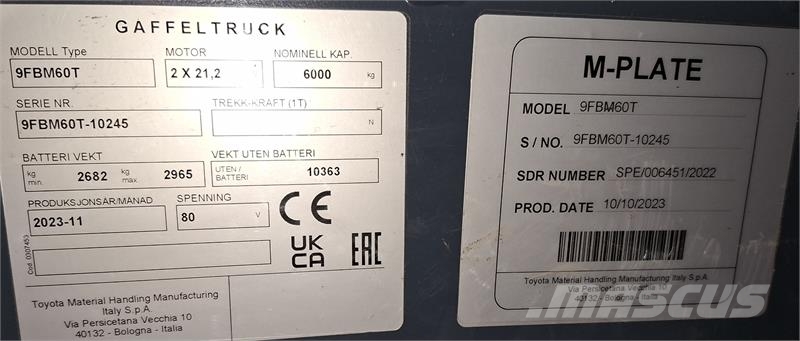 Toyota 9FBM60T Electric forklifts