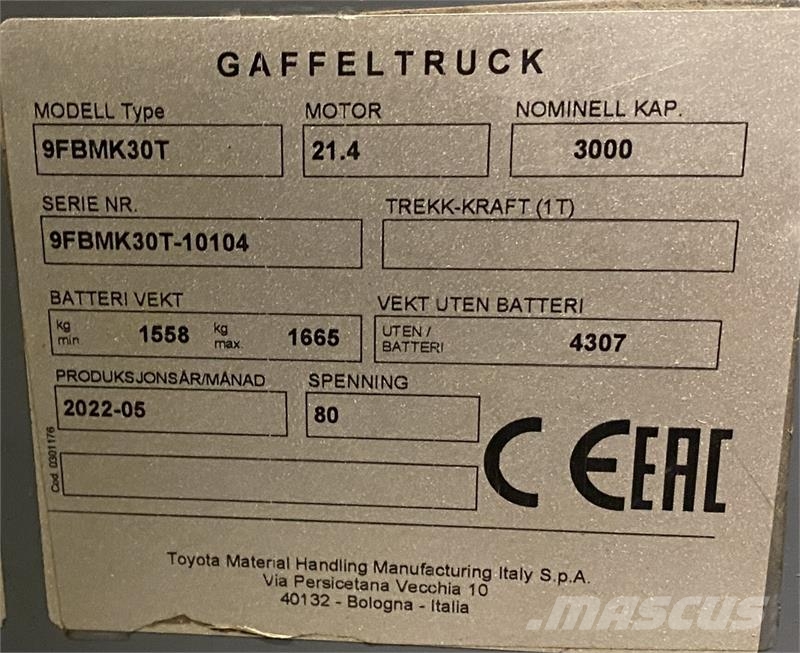 Toyota 9FBMK30T Carrelli elevatori elettrici