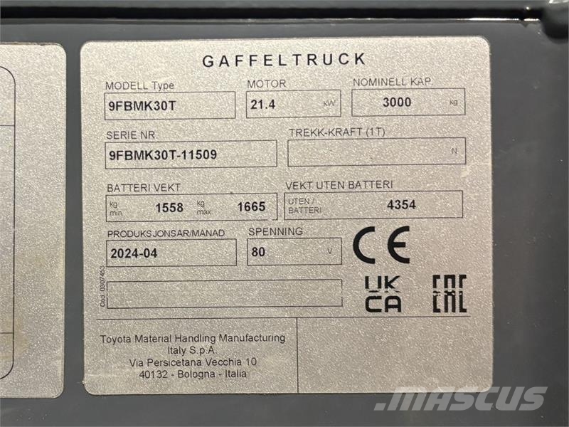 Toyota 9FBMK30T Electric forklifts