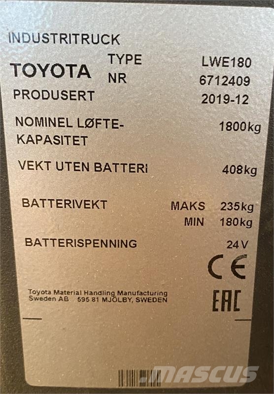 Toyota LWE180 Χειροκίνητο ανυψωτικό αμαξίδιο