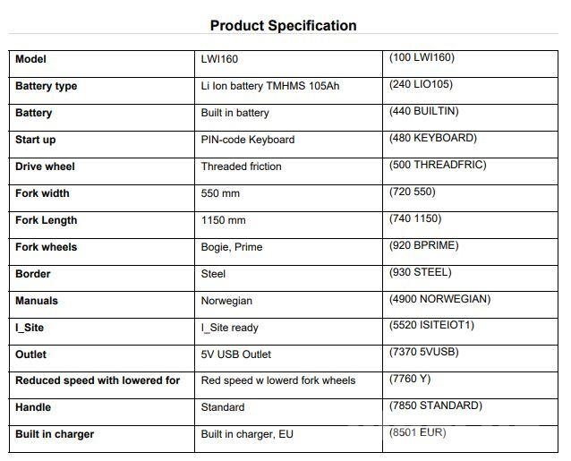 Toyota LWI160 Transpallet elettrici a timone