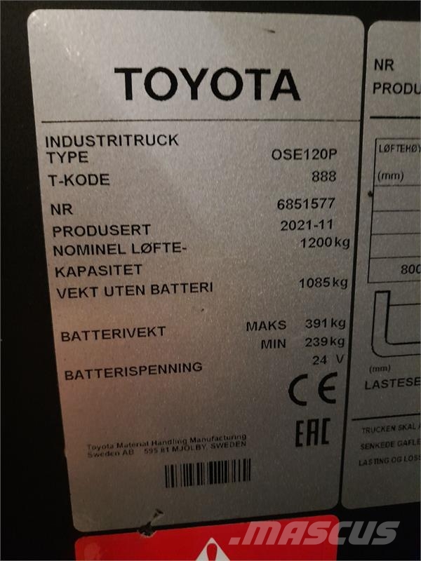 Toyota OSE120P Niskodizajući komisioni viljuškar