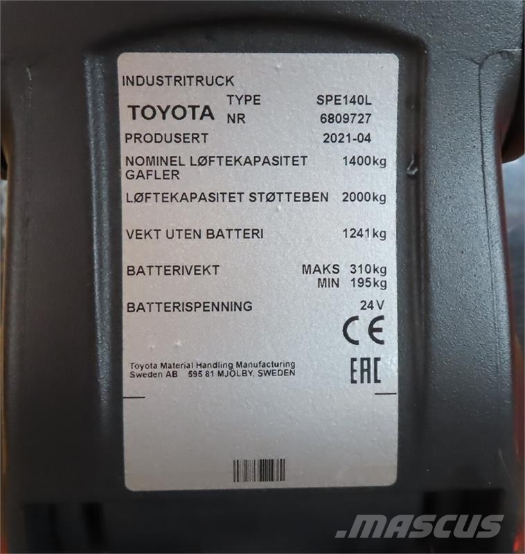 Toyota SPE140L Kézi raklapemelők
