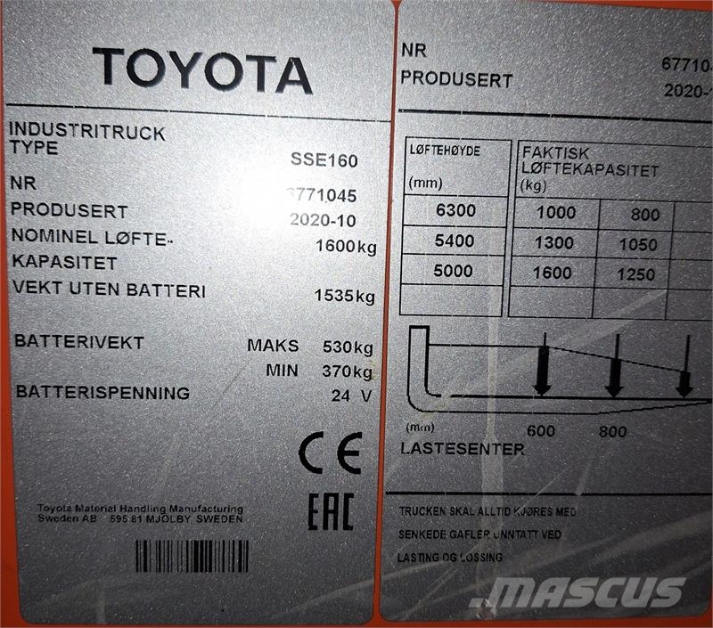 Toyota SSE160 Apiladoras eléctricos
