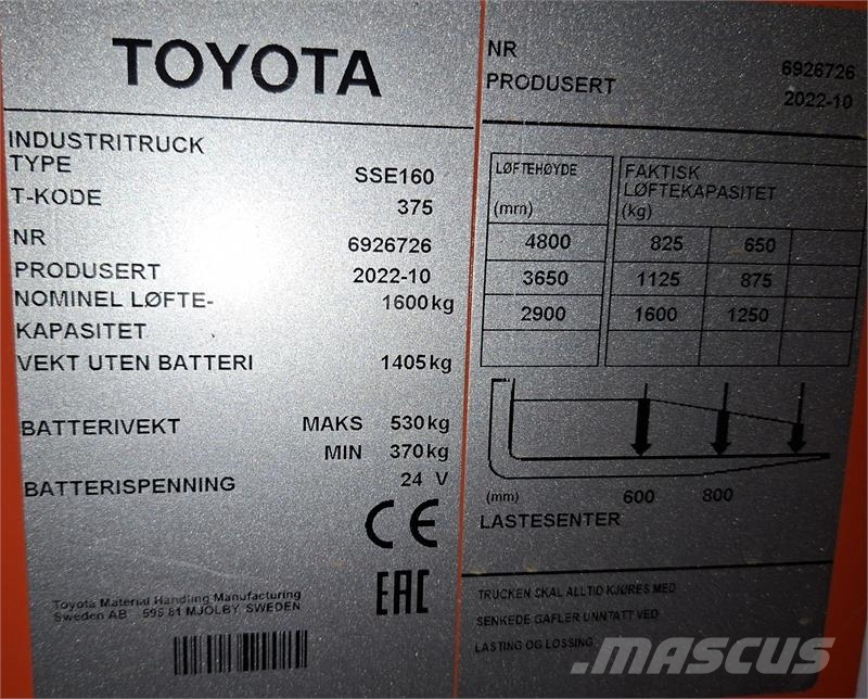 Toyota SSE160 Samopogonski ručni viljuškari
