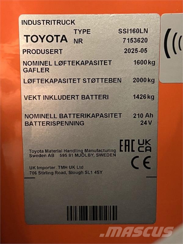 Toyota SSI160LN 보행식 리치 지게차