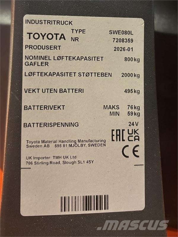 Toyota SWE080L Apiladores eléctricos