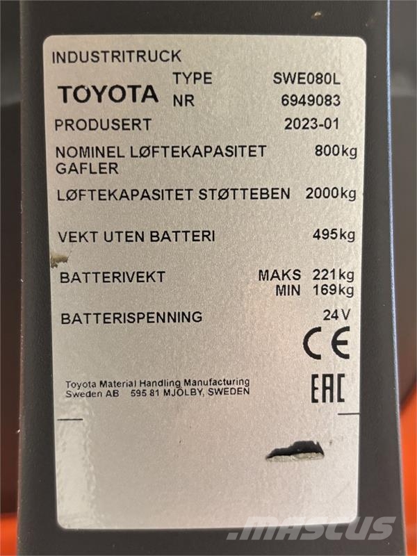 Toyota SWE080L Ručni električni viljuškar