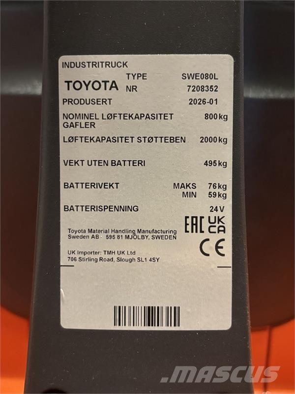 Toyota SWE080L Apiladores eléctricos