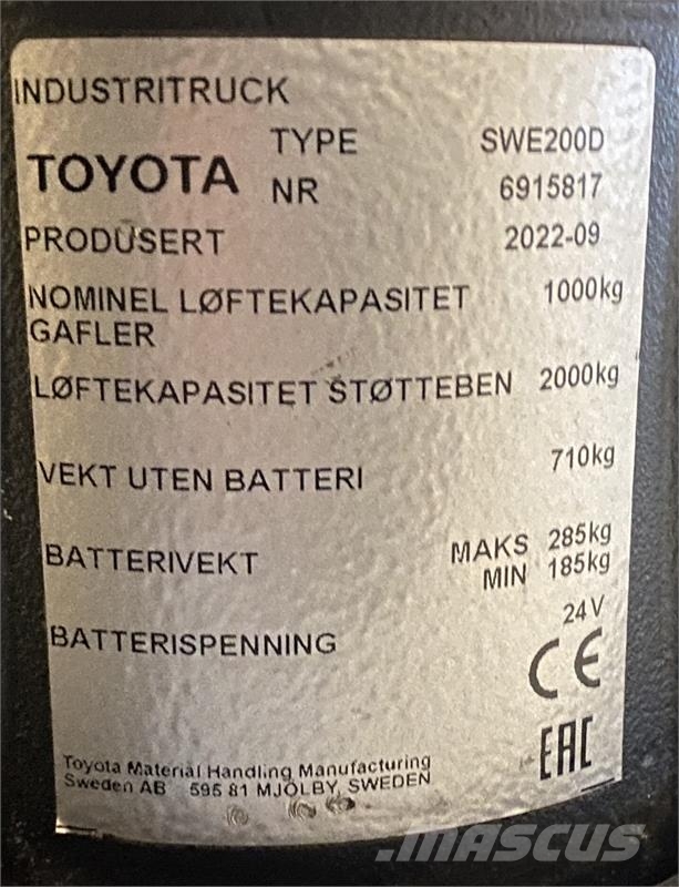 Toyota SWE200D Ручний візок