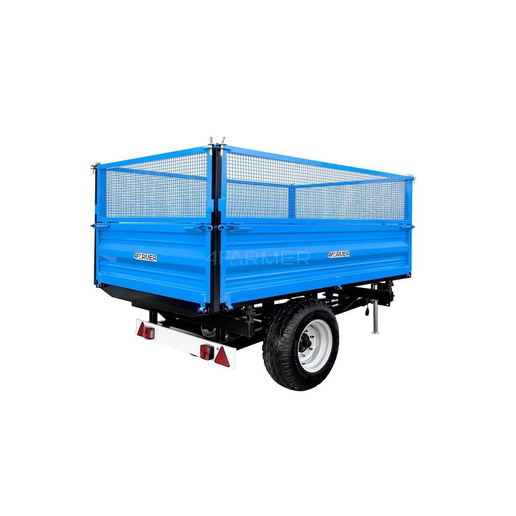 4Farmer Przyczepa rolnicza jednoosiowa 2.5T z kiprem i nad General purpose trailers