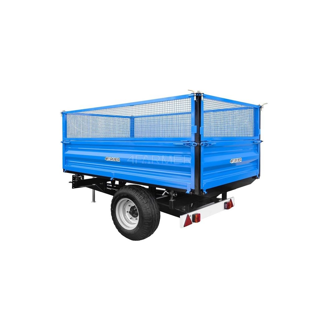 4Farmer Przyczepa rolnicza jednoosiowa 2.5T z kiprem i nad General purpose trailers