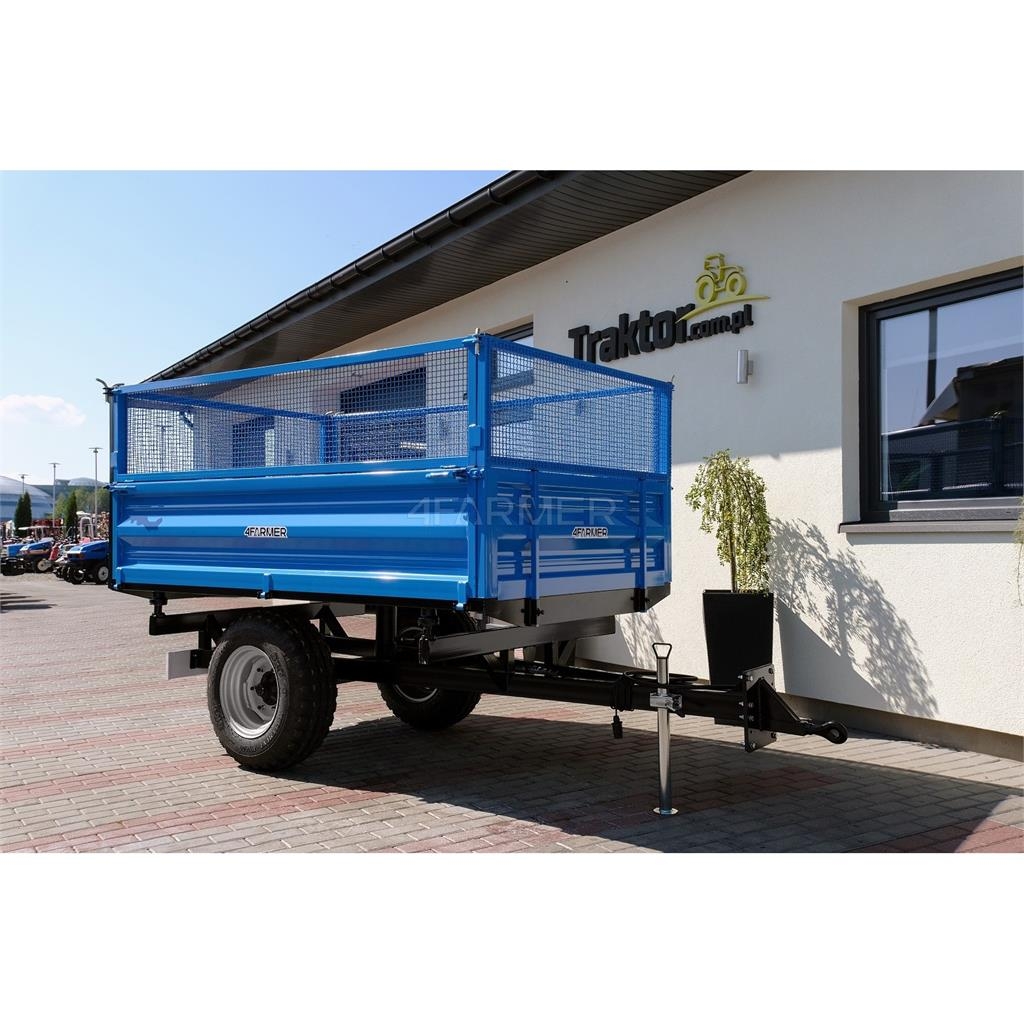 4Farmer Przyczepa rolnicza jednoosiowa 2.5T z kiprem i nad General purpose trailers